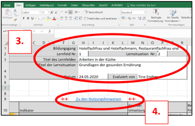 Screenshot eines Excel-Arbeitsblatts