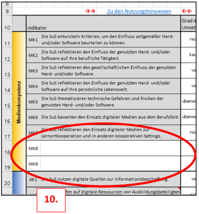 Screenshot eines Excel-Arbeitsblatts